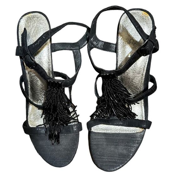 Womens Adrianna Papell Adair Fringe Gladiator Sandals, Black size 8 - Picture 2 of 8